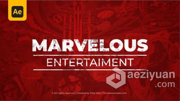 AE模板-快闪照片超级英雄漫威风格标志介绍AE模板下载 Marvelous Logo Intro - AE资源网 www.aeziyuan.com