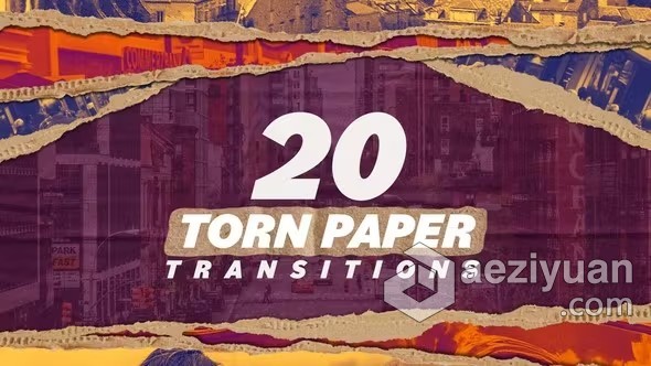 AE模板-20个打包箱纸皮纸箱撕纸纸板过渡动画AE模板下载 Paper Transitions - AE资源网 www.aeziyuan.com