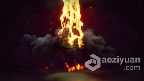 AE模板-3D火焰冲击效果点火燃烧浓烟揭晓标志动画AE模板下载 Fire Logo Reveal - AE资源网 www.aeziyuan.com