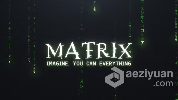 矩阵代码数字雨坠落动画人工智能科技标志AE模板下载 Matrix Logo矩阵,代码,数字,坠落,人工智能 - AE资源网 www.aeziyuan.com