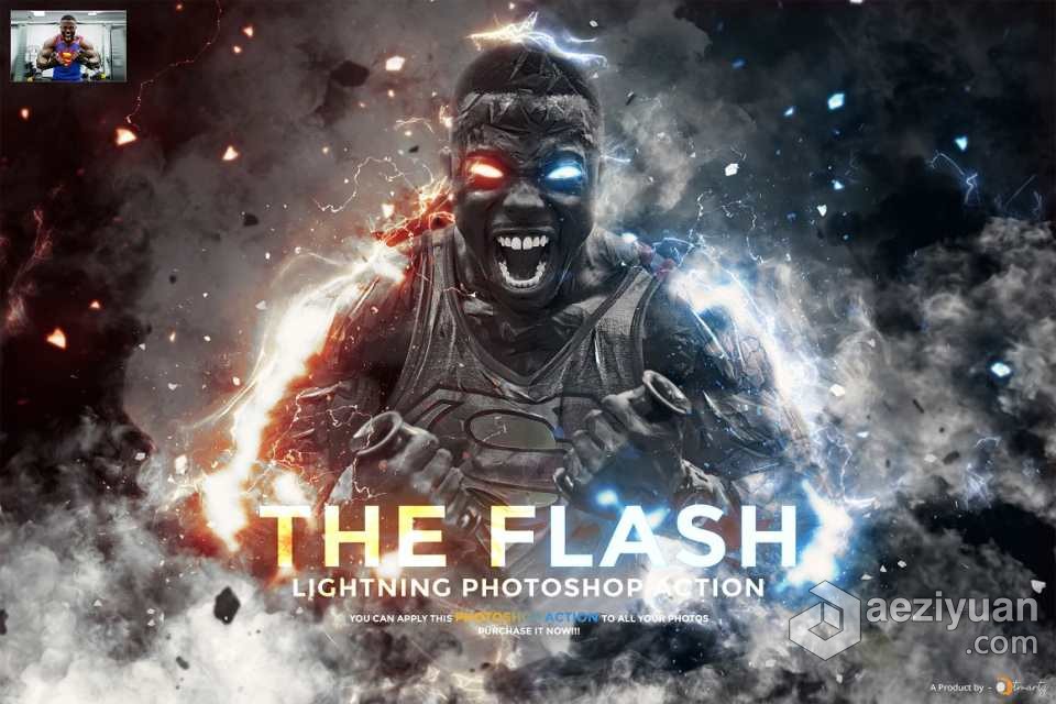 闪电侠-闪电能量Ps动作 The Flash - Lightning Ps Action  附视频教程闪电侠,能量,动作,flash,lightning - AE资源网 www.aeziyuan.com