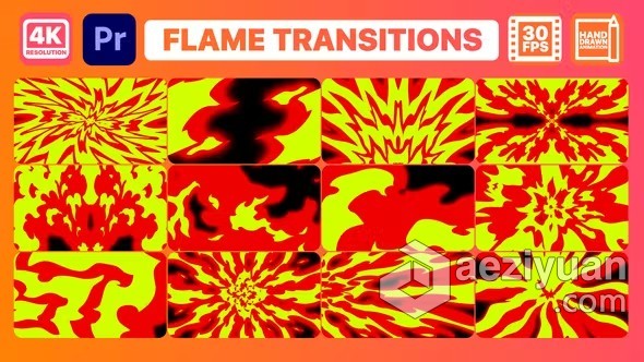 发光的火焰元素转场过渡PR模板下载 Flame Transitions发光的,火焰,元素,转场,过渡 - AE资源网 www.aeziyuan.com