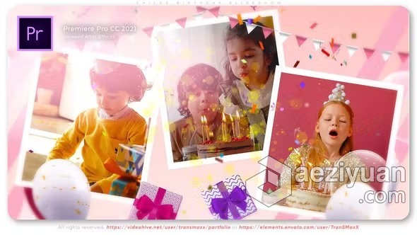 制作儿童生日庆祝幻灯片或视频相册PR模板下载 Child's Birthday Slideshow - AE资源网 www.aeziyuan.com