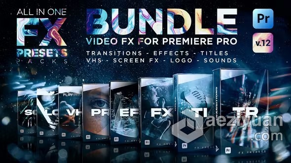 FX Presets Bundle V.12 PR模板转场标题效果VHS调色LUTs预设模板,转场,标题,效果,调色 - AE资源网 www.aeziyuan.com