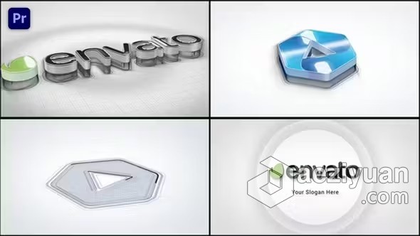 PR模板-三维弹起挤压标志动画 3D Bounce Logo Reveal V.2PR模版,LOGO - AE资源网 www.aeziyuan.com