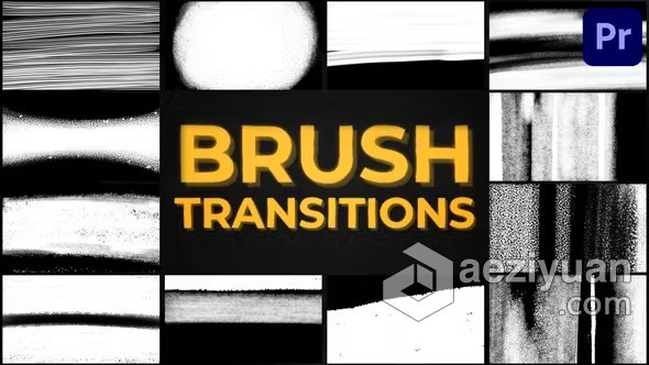 彩色笔刷过渡转场PR模板下载 Brush TransitionsPR模版,转场 - AE资源网 www.aeziyuan.com