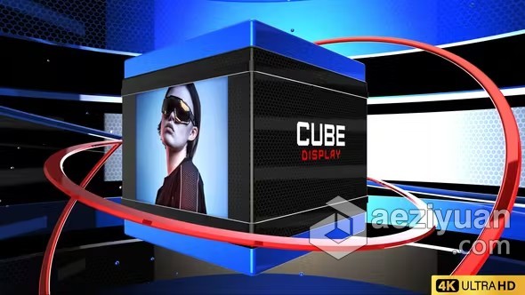 玻璃光泽3D立方体动画演绎新闻频道包装视频片头AE模板下载 Cube Display - AE资源网 www.aeziyuan.com