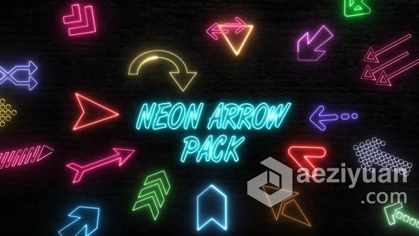 霓虹灯箭头动画元素AE模版 Neon Arrow Pack - AE资源网 www.aeziyuan.com