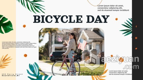 干净清新风格社交媒体动态宣传视频体育运动介绍开场AE模版 Bicycle Day - AE资源网 www.aeziyuan.com