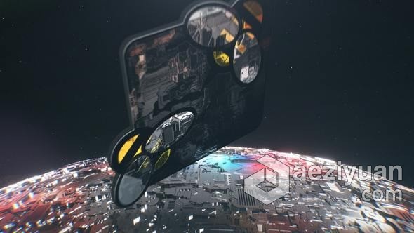 3D抽象机械星球空间场景游戏科技标志动画LOGO演绎AE模版 Sci-Fi Logo - AE资源网 www.aeziyuan.com