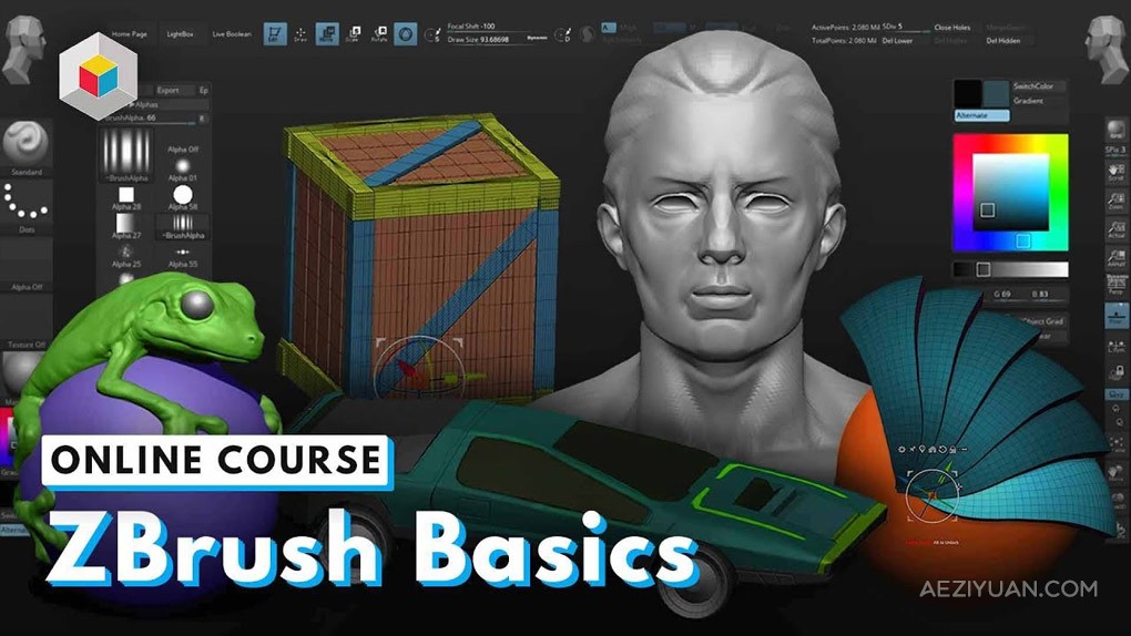 ZBrush概念艺术基础知识技能训练视频教程 ZBRUSH BASICS with Pablo DominguezZBrush,ZBrush教程,3D动画 - AE资源网 www.aeziyuan.com