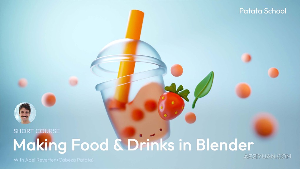 Blender食物和饮料实例制作工作流程视频教程 Making Food &amp; Drinks in BlenderBlender,Blender教程,blender建模教程,Blender场景教程 - AE资源网 www.aeziyuan.com