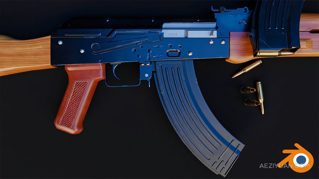 Blender 3A级游戏武器AK47模型制作工作流程视频教程 NEW. Weapon modeling for AAA games in BlenderBlender,Blender教程,blender建模教程,Blender场景教程 - AE资源网 www.aeziyuan.com