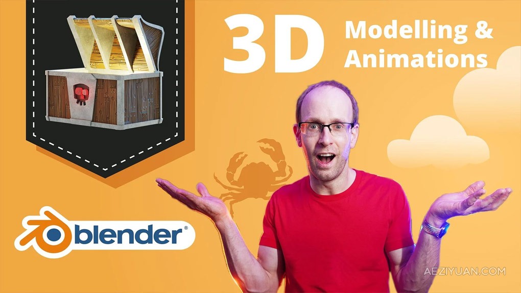 Blender 3D建模与动画初学者入门技术视频教程 3D Modelling &amp; Animations in BlenderBlender,Blender教程,blender建模教程,Blender场景教程 - AE资源网 www.aeziyuan.com