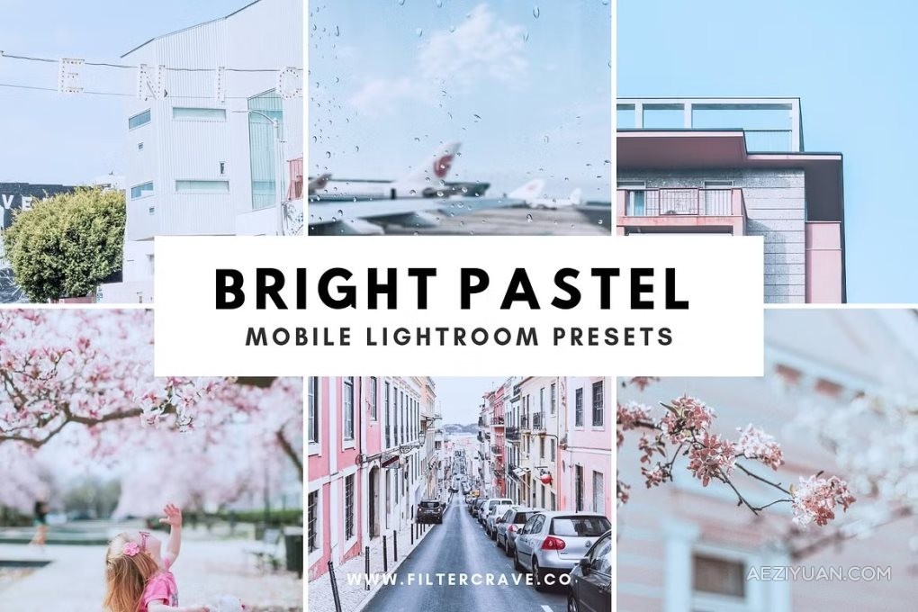 5款明亮柔和清新日系风格摄影后期调色Lightroom预设 Bright Pastel Lightroom Presets明亮,日系风格,摄影后期,lightroom,预设 - AE资源网 www.aeziyuan.com