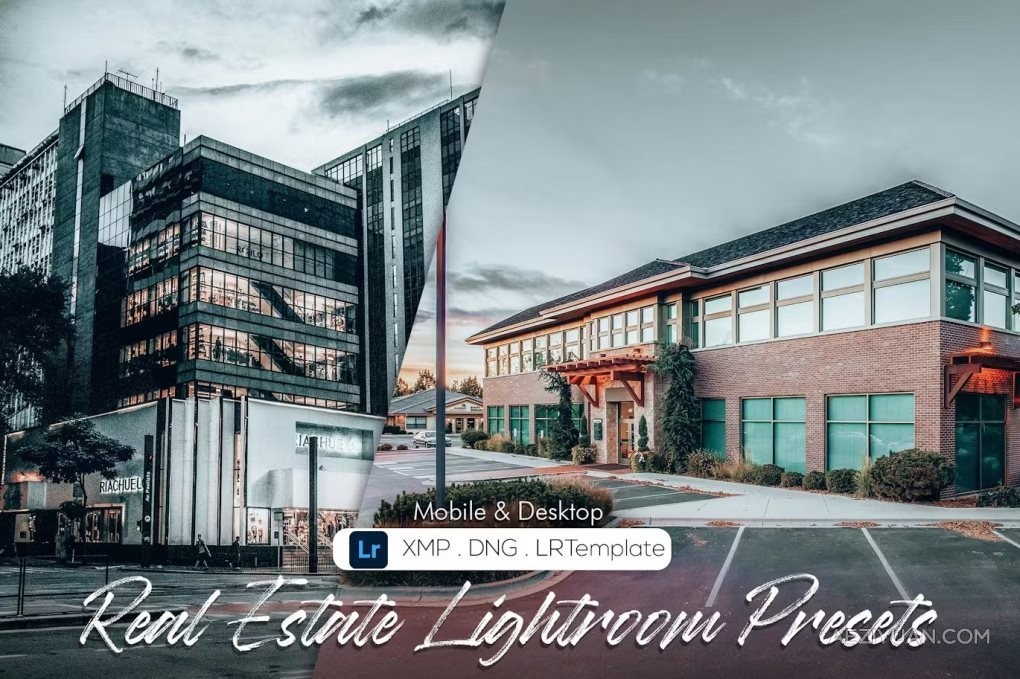 8款房产建筑摄影宣传展示效果调色Lightroom预设 Real Estate Lightroom PresetsLightroom预设,LR预设,建筑摄影,调色预设 - AE资源网 www.aeziyuan.com