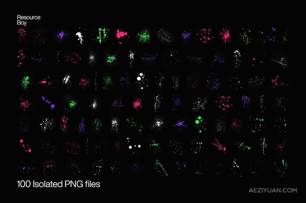104张油漆颜料泼洒飞溅纹理艺术创作PNG图片素材 100 Splatter Textures图片素材,喷洒飞溅 - AE资源网 www.aeziyuan.com