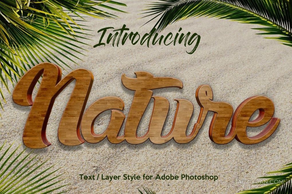 10种自然森林草地木纹砖墙铁锈泥土沙砾纹理PS图层样式 10 Natural Texture Text EffectPS样式,图层样式 - AE资源网 www.aeziyuan.com