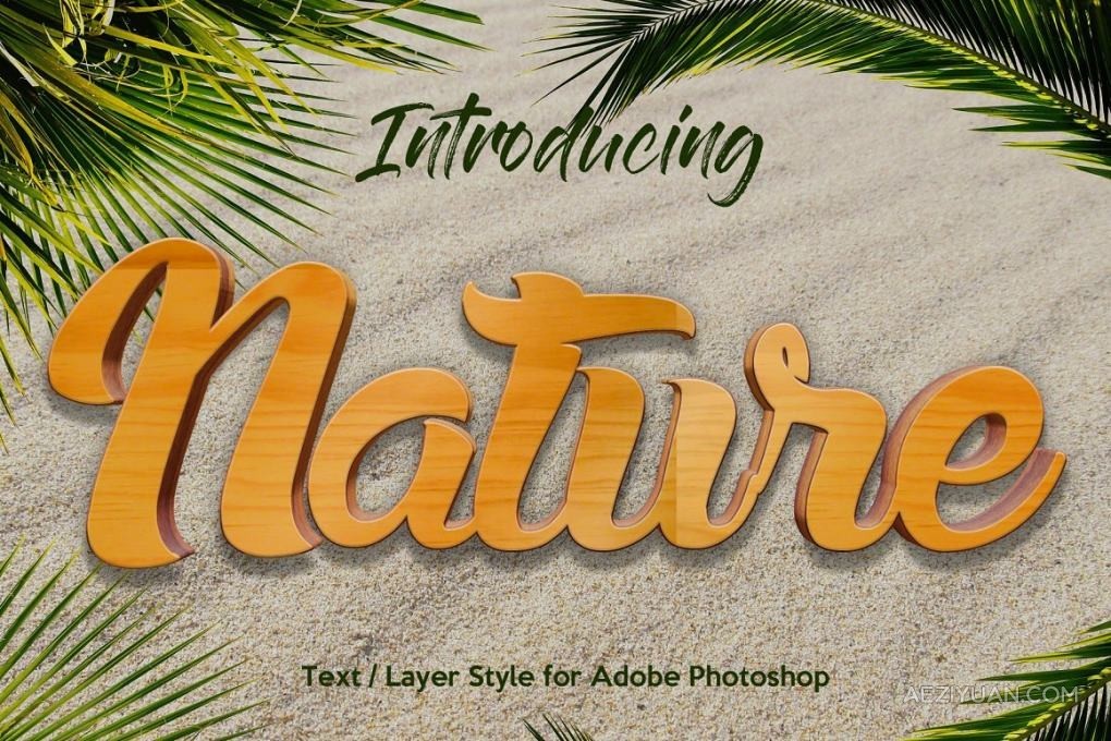 10种自然森林草地木纹砖墙铁锈泥土沙砾纹理PS图层样式 10 Natural Texture Text EffectPS样式,图层样式 - AE资源网 www.aeziyuan.com