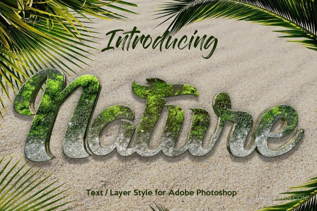 10种自然森林草地木纹砖墙铁锈泥土沙砾纹理PS图层样式 10 Natural Texture Text EffectPS样式,图层样式 - AE资源网 www.aeziyuan.com