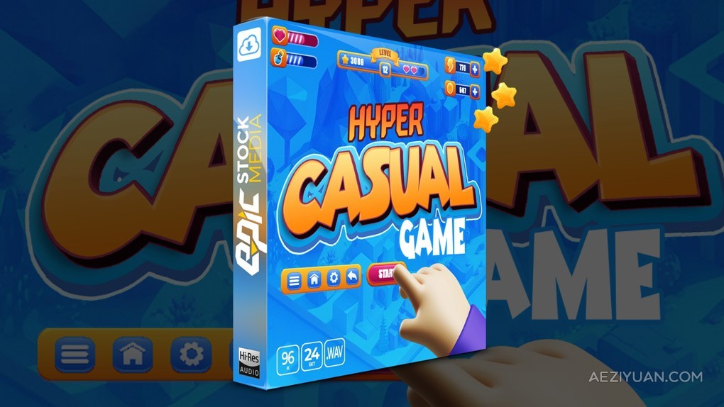 406个益智冒险休闲游戏应用UI交互简单音效 Epic Stock Media – Hyper Casual Game UI配乐音效,音效合集,音效素材,UI交互,休闲游戏 - AE资源网 www.aeziyuan.com