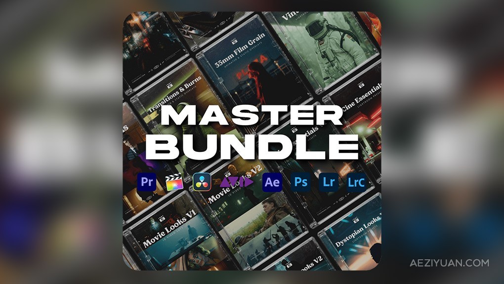 700+复古电影视频叠加特效转场音效LUT调色预设素材合集包 Cinegrams – Master Bundle - AE资源网 www.aeziyuan.com