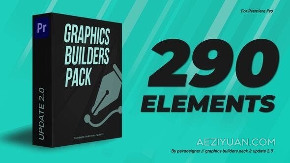 图形生成器290个标题版式标志背景信息图元素等10个类别PR模板 Graphics builders Pack MOGRT - AE资源网 www.aeziyuan.com