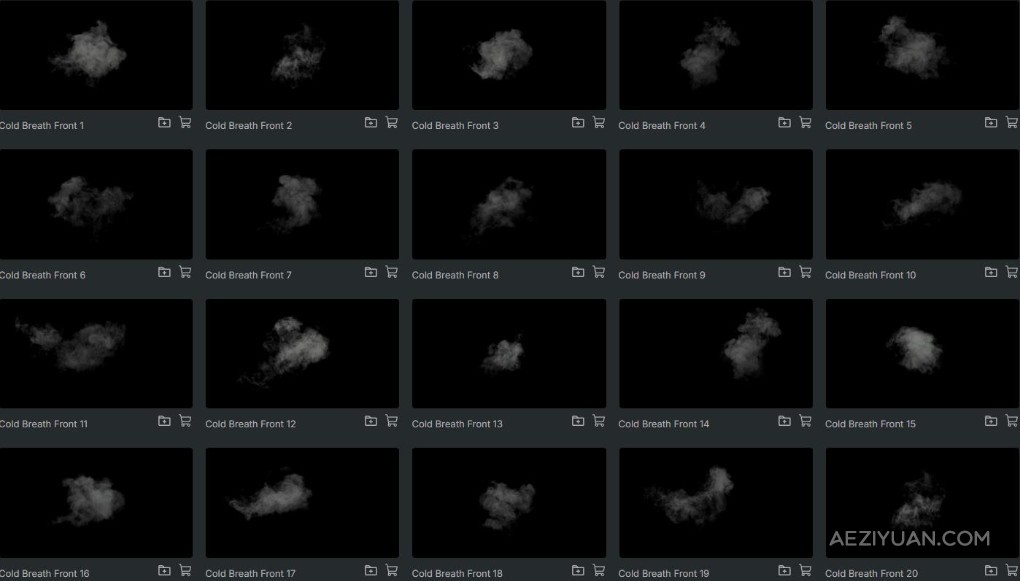 30个冰冷寒冬口鼻呼气哈气水雾水汽4K叠加动画4K视频素材 ActionVFX – Cold Breath - AE资源网 www.aeziyuan.com