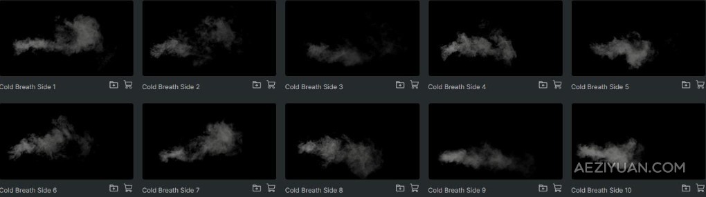 30个冰冷寒冬口鼻呼气哈气水雾水汽4K叠加动画4K视频素材 ActionVFX – Cold Breath - AE资源网 www.aeziyuan.com