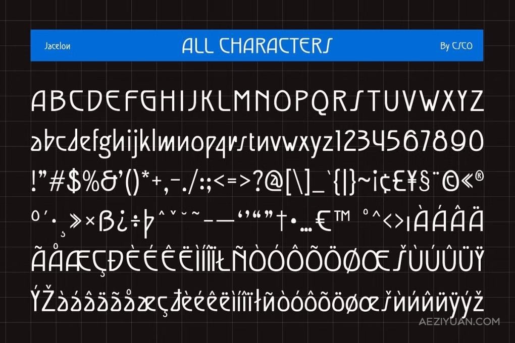 古典优雅时尚艺术流畅线条复古趣味排版印刷无衬线英文字体 Jacelon – Art Deco Sans时尚艺术,艺术,流畅,线条,复古 - AE资源网 www.aeziyuan.com
