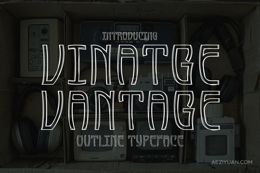 复古独特手写镂空轮廓线条海报排版艺术设计英文字体 Vintage Vantage – Outline Typeface复古,独特,手写,镂空,线条 - AE资源网 www.aeziyuan.com