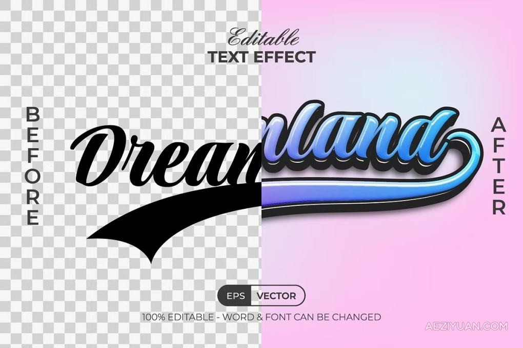 复古街机电竞游戏电影海报创意设计多彩梦幻效果AI文本样式 Dreamland Text Effect Colorful Style电影海报,创意设计,梦幻,效果,文本 - AE资源网 www.aeziyuan.com