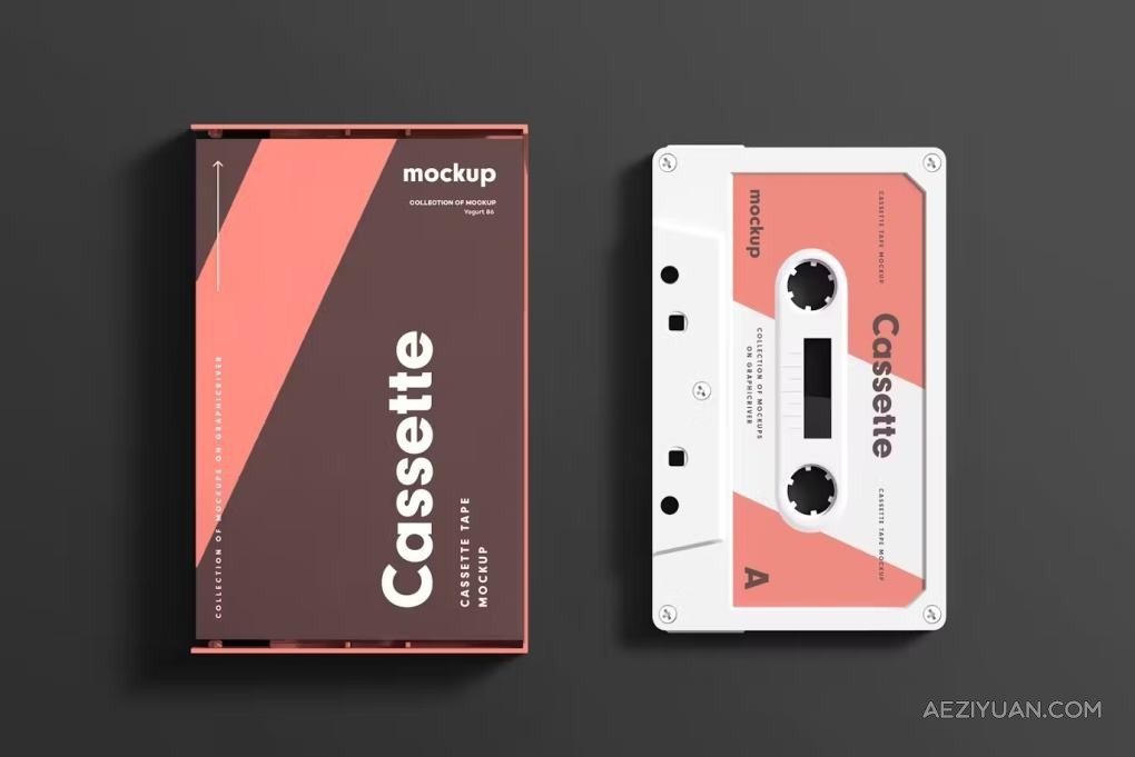 复古老物件盒式磁带卡带音乐专辑封面包装设计PS贴图样机 Cassette Mock-upPS样机,音乐磁带 - AE资源网 www.aeziyuan.com