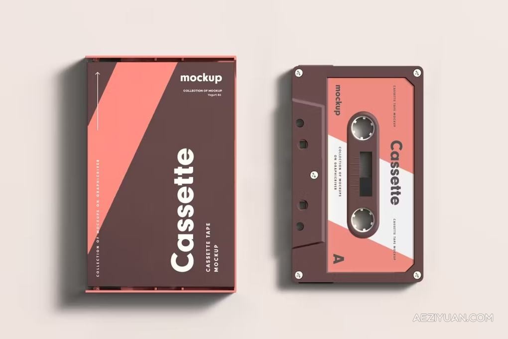 复古老物件盒式磁带卡带音乐专辑封面包装设计PS贴图样机 Cassette Mock-upPS样机,音乐磁带 - AE资源网 www.aeziyuan.com