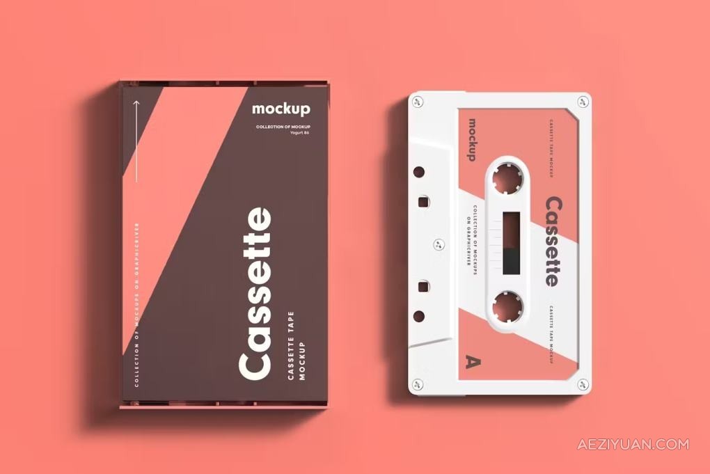 复古老物件盒式磁带卡带音乐专辑封面包装设计PS贴图样机 Cassette Mock-upPS样机,音乐磁带 - AE资源网 www.aeziyuan.com