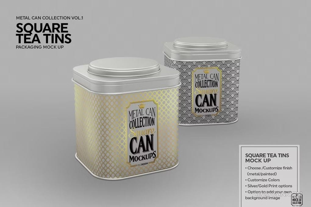 12套锡制容器食品药品罐头礼盒产品设计包装展示PS样机 Vol1. Metal Can Mockup CollectionPS样机,包装设计,罐头盒 - AE资源网 www.aeziyuan.com