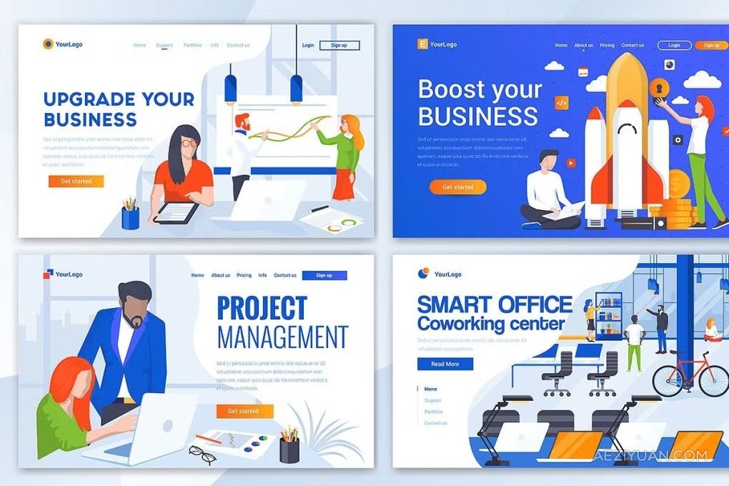 10套蓝色商务主题网站单页落地页版式UI界面设计PS/AI模板 Collection of Landing page templates蓝色,商务,主题,网站,落地 - AE资源网 www.aeziyuan.com
