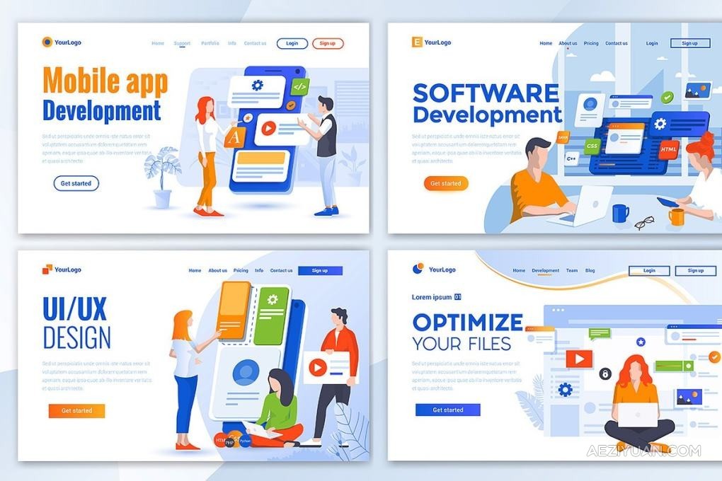 10套蓝色商务主题网站单页落地页版式UI界面设计PS/AI模板 Collection of Landing page templates蓝色,商务,主题,网站,落地 - AE资源网 www.aeziyuan.com