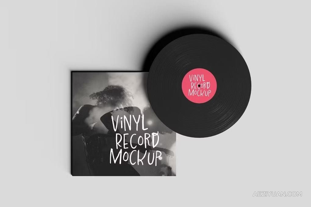 6款黑胶唱片音乐专辑封面包装设计展示PS贴图模型样机 Vinyl Record Cover Mockups - AE资源网 www.aeziyuan.com