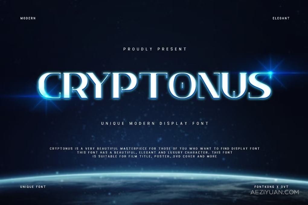 现代独特设计美感文本标题海报排版显示英文字体 Cryptonus – Unique Modern Display Font - AE资源网 www.aeziyuan.com