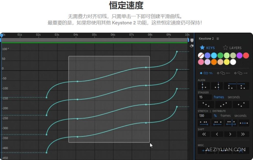 关键帧复制粘贴对齐镜像拉伸调节控制工具AE脚本 Keystone v2.0.2 支持Win/Mac - AE资源网 www.aeziyuan.com