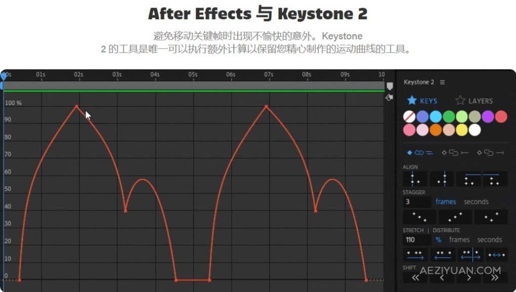 关键帧复制粘贴对齐镜像拉伸调节控制工具AE脚本 Keystone v2.0.2 支持Win/Mac - AE资源网 www.aeziyuan.com