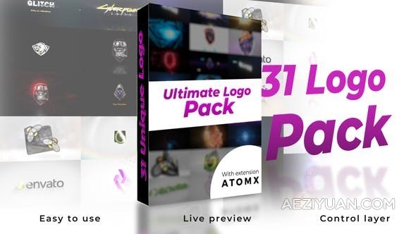 31种终极徽标Logo标志展示片头动画AE脚本 Ultimate Logo Reveal Pack - AE资源网 www.aeziyuan.com