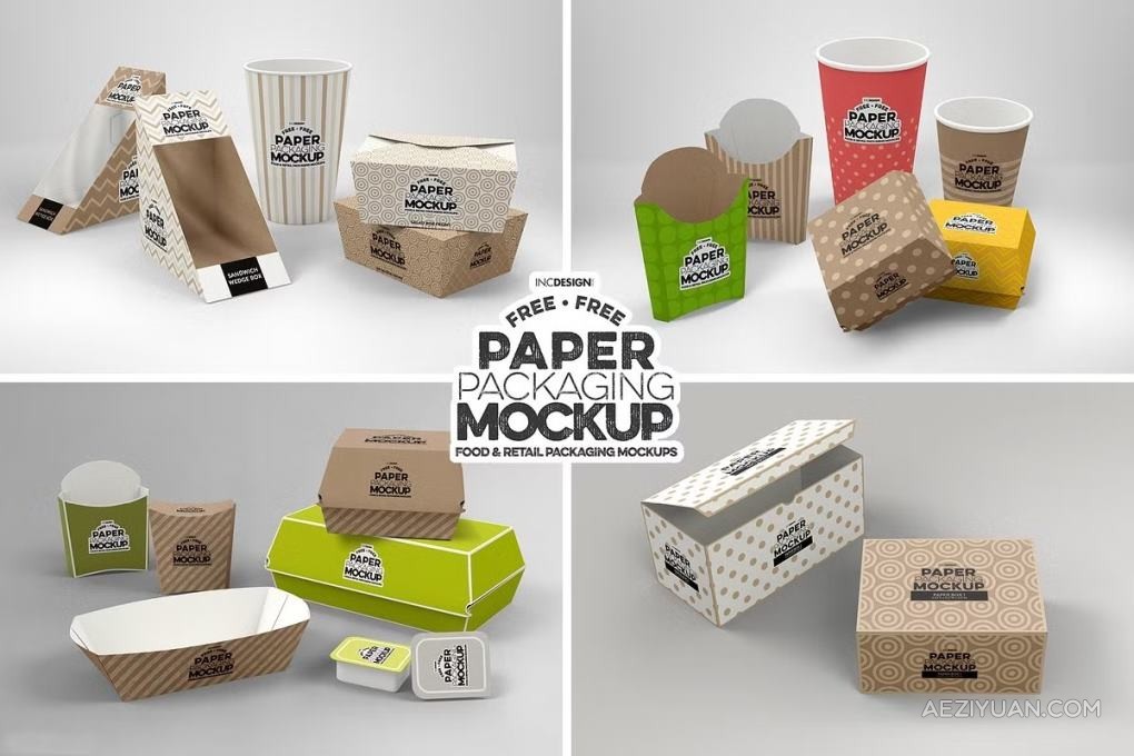 10个甜点美食蛋挞甜甜圈糕点包装盒展示设计PS模型样机 VOL.11.1 Food Box Packaging Mockups - AE资源网 www.aeziyuan.com