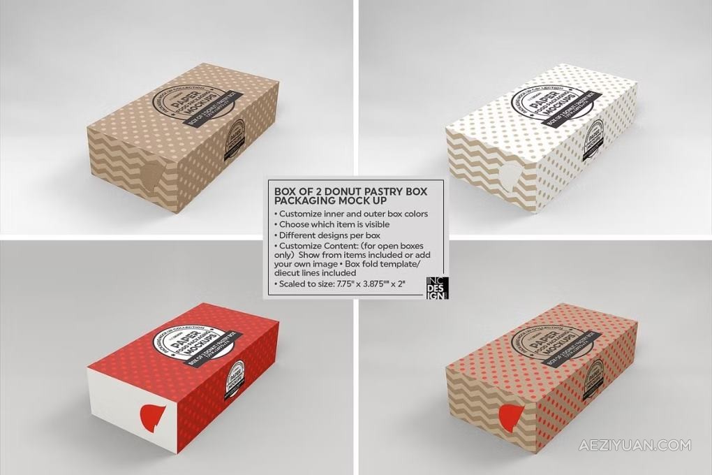 10个甜点美食蛋挞甜甜圈糕点包装盒展示设计PS模型样机 VOL.11.1 Food Box Packaging Mockups - AE资源网 www.aeziyuan.com