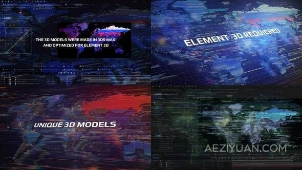 高科技真实3D世界地图Element 3d V2制作-AE模板 Videohive World Map For Element 3D真实,element,制作,模板,world - AE资源网 www.aeziyuan.com