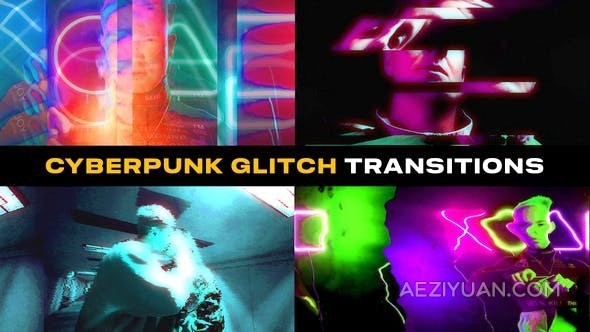 12个赛博朋克主题故障转场-PR模板 Cyberpunk Glitch Transitions赛博朋克,主题,故障,转场,模板 - AE资源网 www.aeziyuan.com