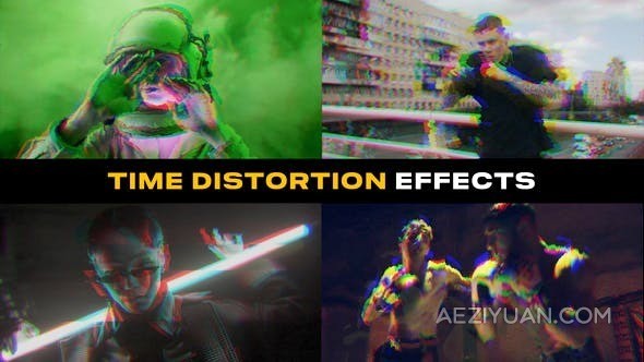 17个音乐主题转场时间扭曲效应像差迷幻过渡-PR模板 Time Distortion Effects音乐,主题,转场,时间,扭曲 - AE资源网 www.aeziyuan.com