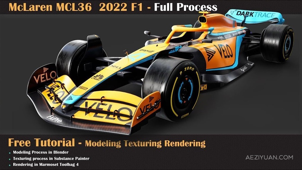 Blender迈凯轮F1MCL36赛车制作完整流程视频教程blender,迈凯轮,赛车,制作,完整 - AE资源网 www.aeziyuan.com