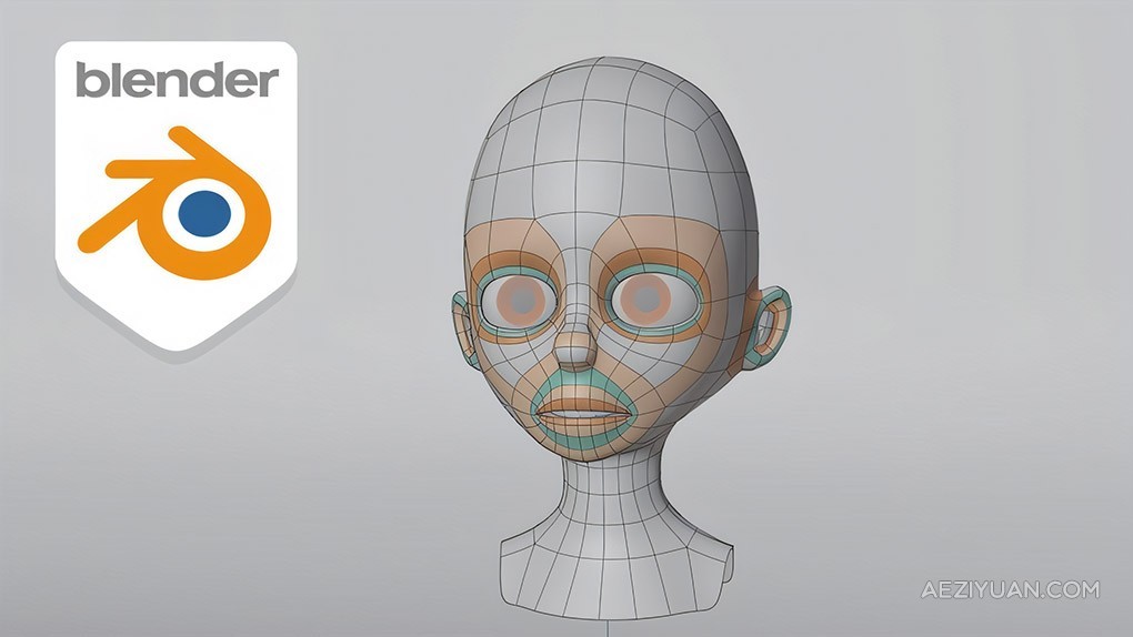 Blender头部低多边形建模技术视频教程 Modelling The Head : In Blender Vol 1blender,头部,多边形,建模,技术 - AE资源网 www.aeziyuan.com